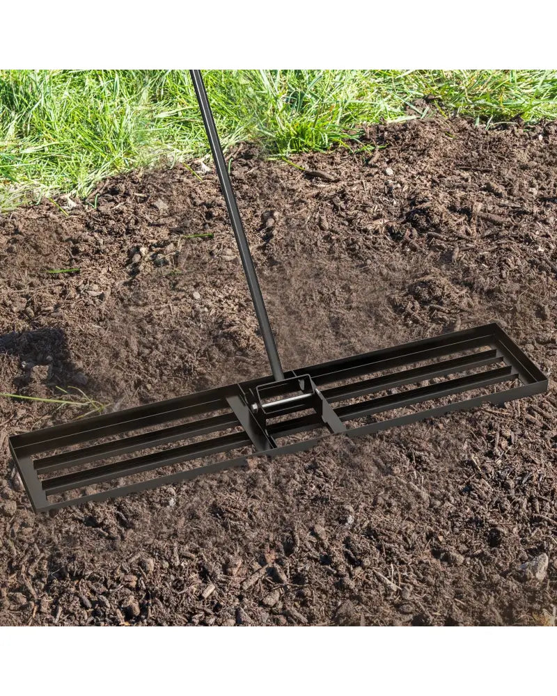 Lawn Leveling Rake 46 x 10 Inch Heavy Duty Lawn Level Tool for Soil-Black - Black - Lawn Care Tools
