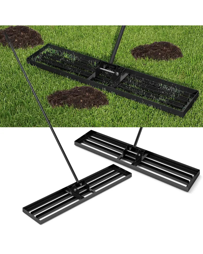 Lawn Leveling Rake 46 x 10 Inch Heavy Duty Lawn Level Tool for Soil-Black - Black - Lawn Care Tools