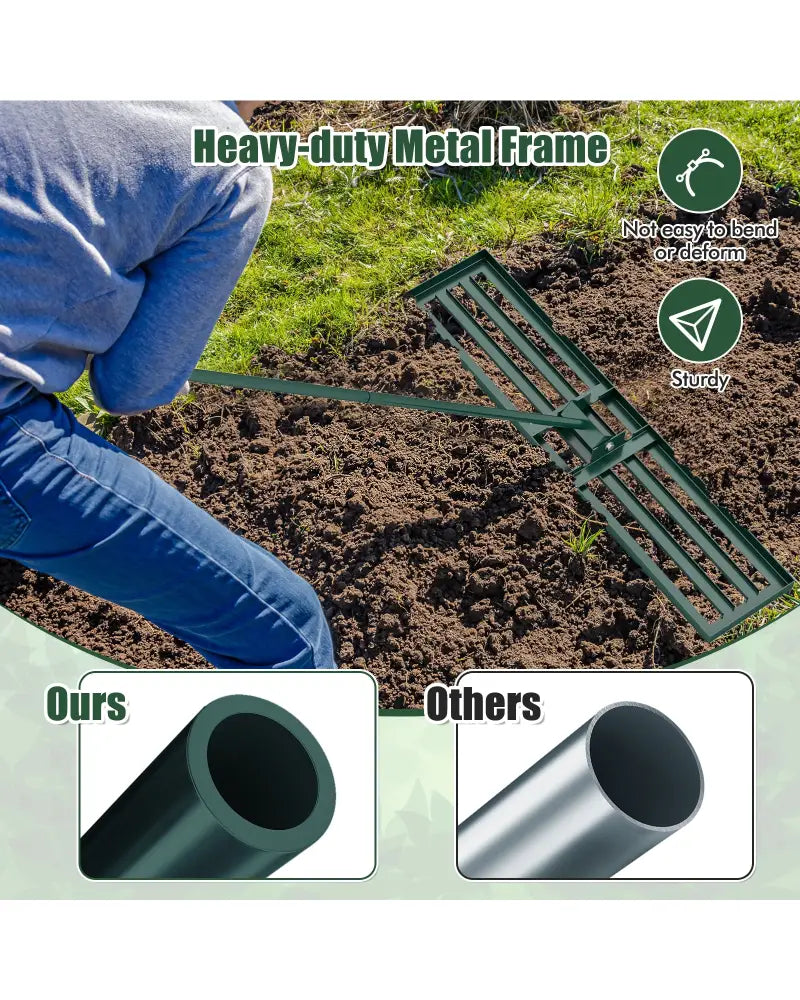 Lawn Leveling Rake 46 x 10 Inch Heavy Duty Lawn Level Tool for Soil-Green - Green - Lawn Care Tools