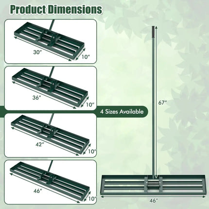 Lawn Leveling Rake 46 x 10 Inch Heavy Duty Lawn Level Tool for Soil-Green - Green - Lawn Care Tools