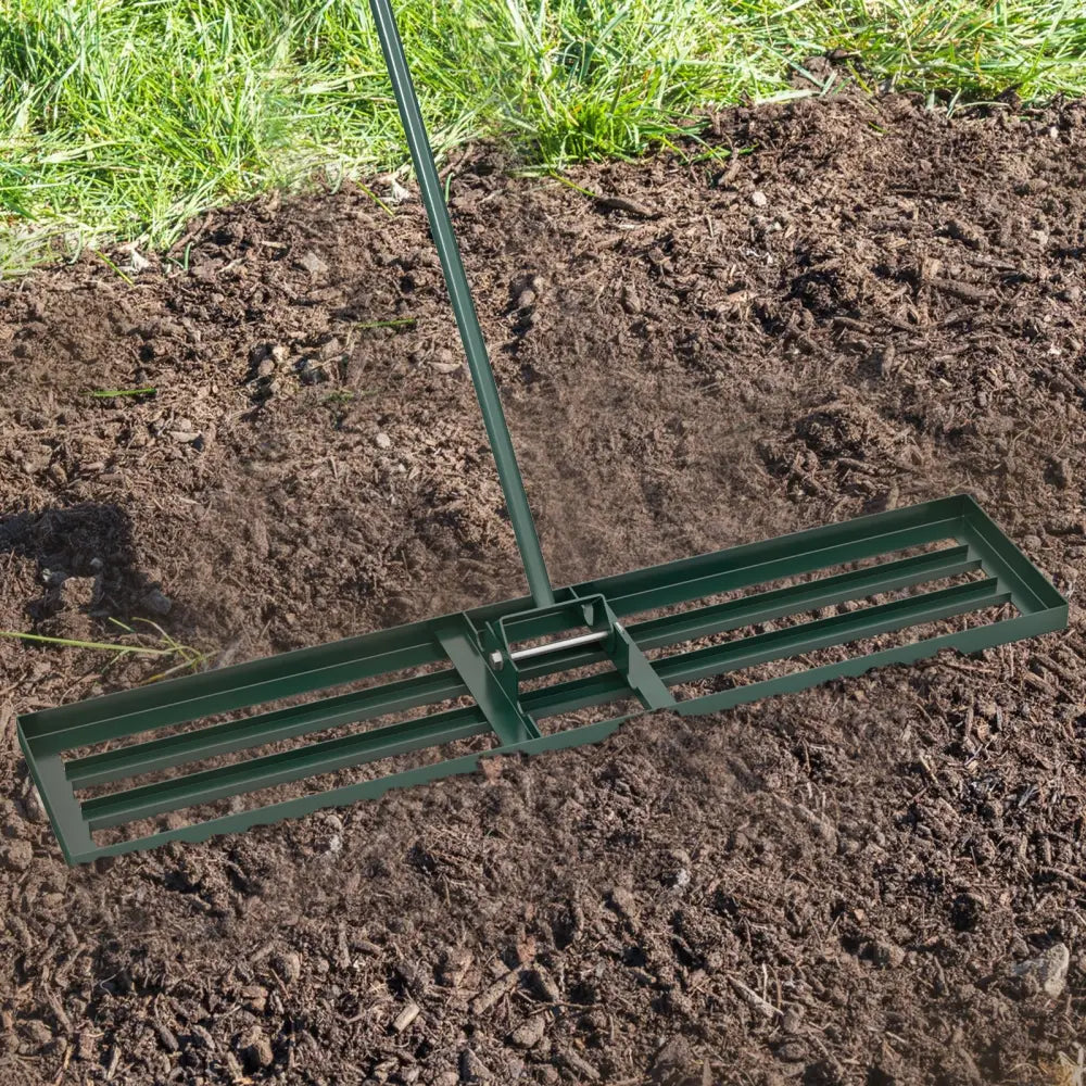 Lawn Leveling Rake 46 x 10 Inch Heavy Duty Lawn Level Tool for Soil-Green - Green - Lawn Care Tools