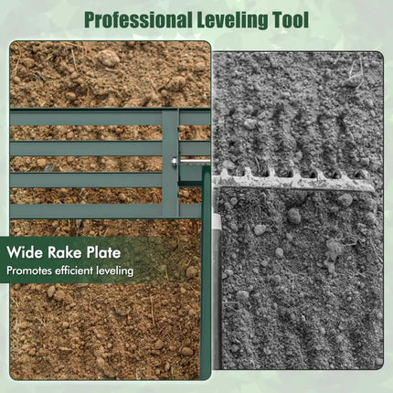 Lawn Leveling Rake 46 x 10 Inch Heavy Duty Lawn Level Tool for Soil-Green - Green - Lawn Care Tools
