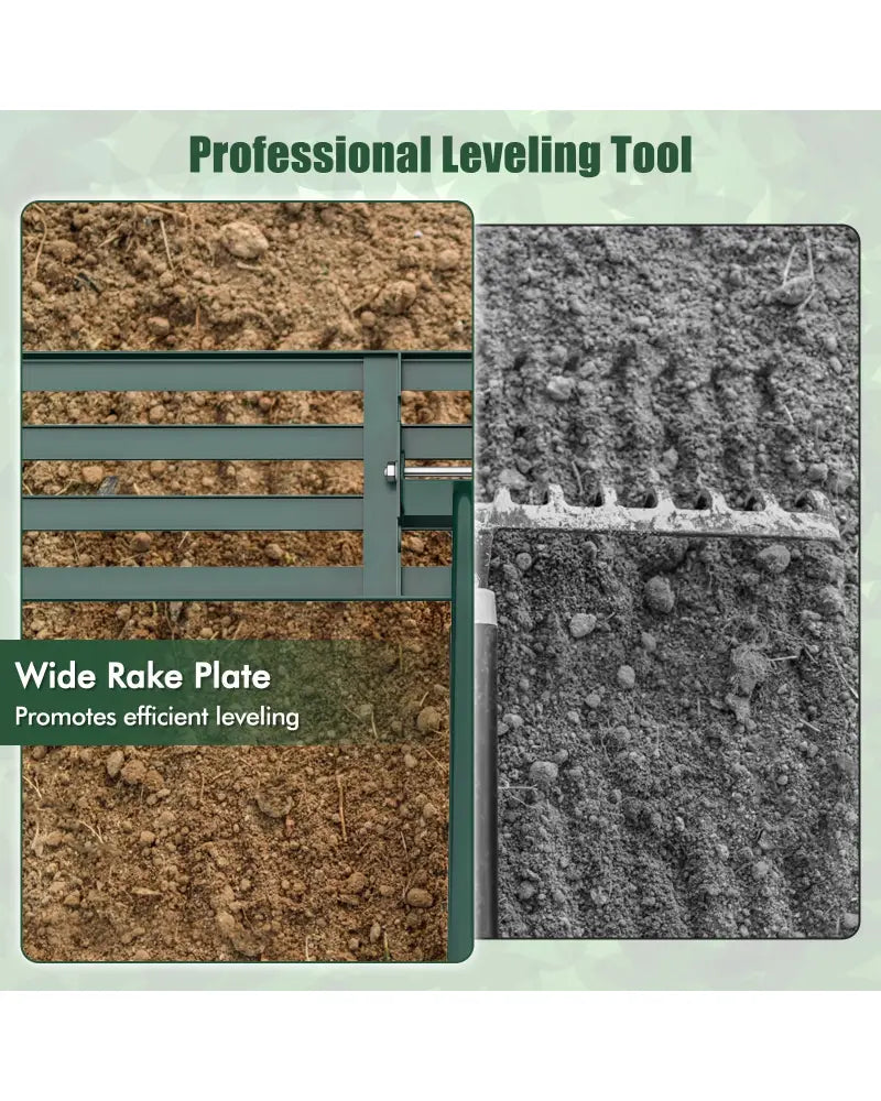 Lawn Leveling Rake 46 x 10 Inch Heavy Duty Lawn Level Tool for Soil-Green - Green - Lawn Care Tools
