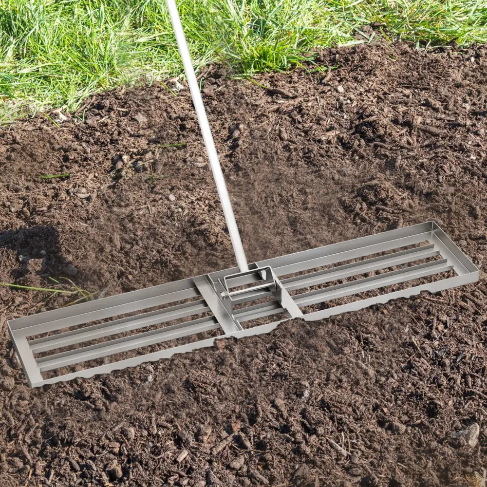 Lawn Leveling Rake 46 x 10 Inch Heavy Duty Lawn Level Tool for Soil-Silver - Silver - Lawn Care Tools