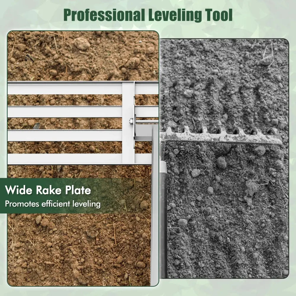 Lawn Leveling Rake 46 x 10 Inch Heavy Duty Lawn Level Tool for Soil-Silver - Silver - Lawn Care Tools