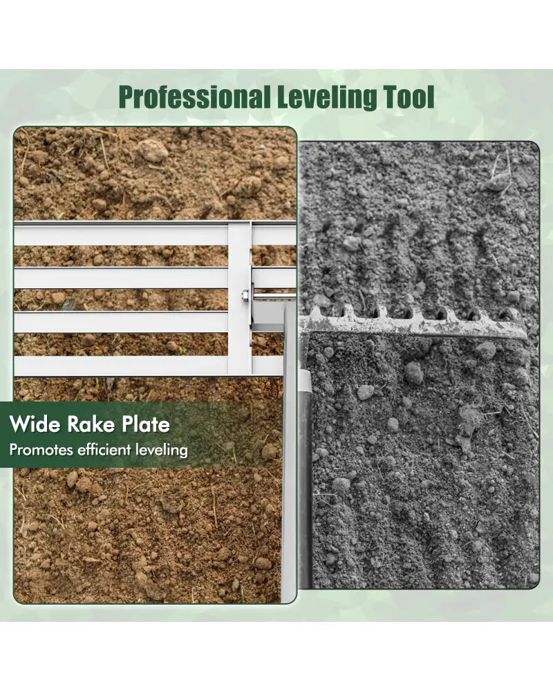 Lawn Leveling Rake 46 x 10 Inch Heavy Duty Lawn Level Tool for Soil-Silver - Silver - Lawn Care Tools