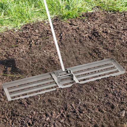 Lawn Leveling Rake 46 x 10 Inch Heavy Duty Lawn Level Tool for Soil-Silver - Silver - Lawn Care Tools