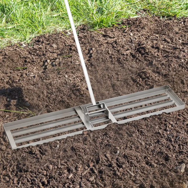 Lawn Leveling Rake 46 x 10 Inch Heavy Duty Lawn Level Tool for Soil-Silver - Silver - Lawn Care Tools