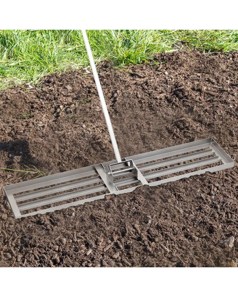 Lawn Leveling Rake 46 x 10 Inch Heavy Duty Lawn Level Tool for Soil-Silver - Silver - Lawn Care Tools