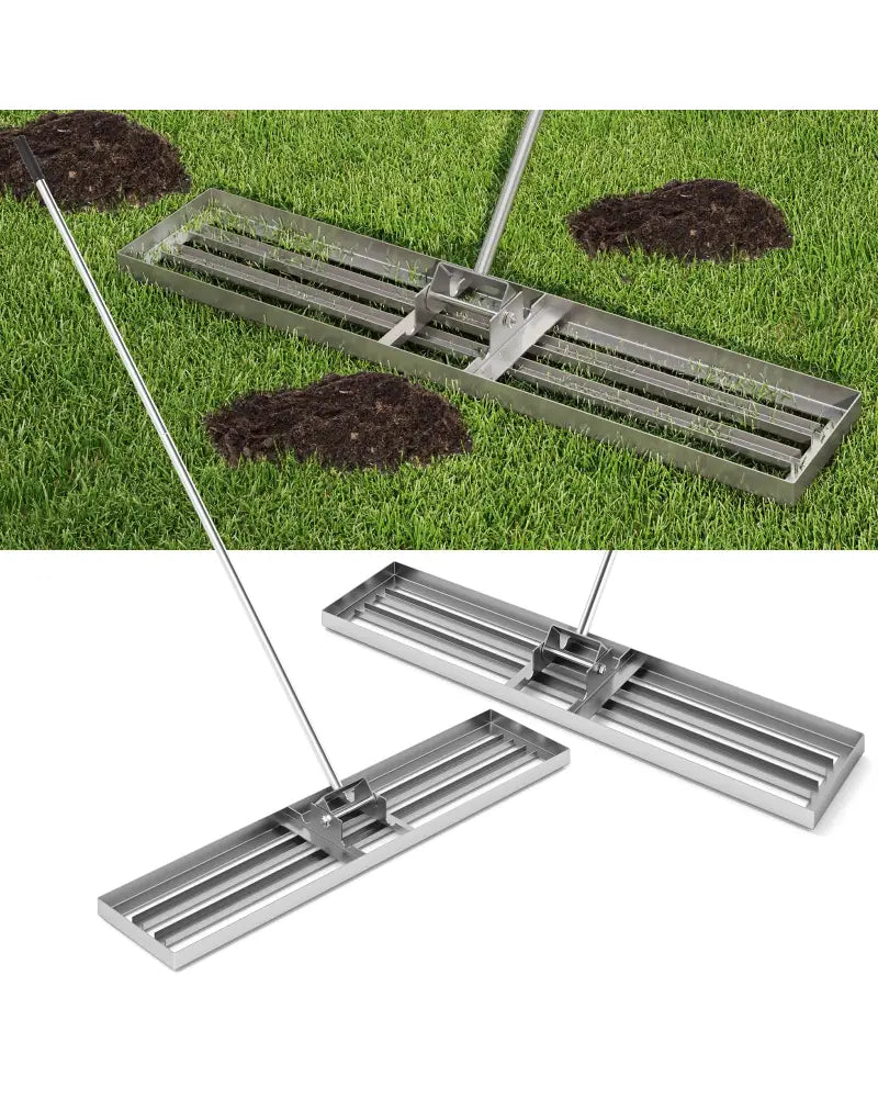 Lawn Leveling Rake 46 x 10 Inch Heavy Duty Lawn Level Tool for Soil-Silver - Silver - Lawn Care Tools