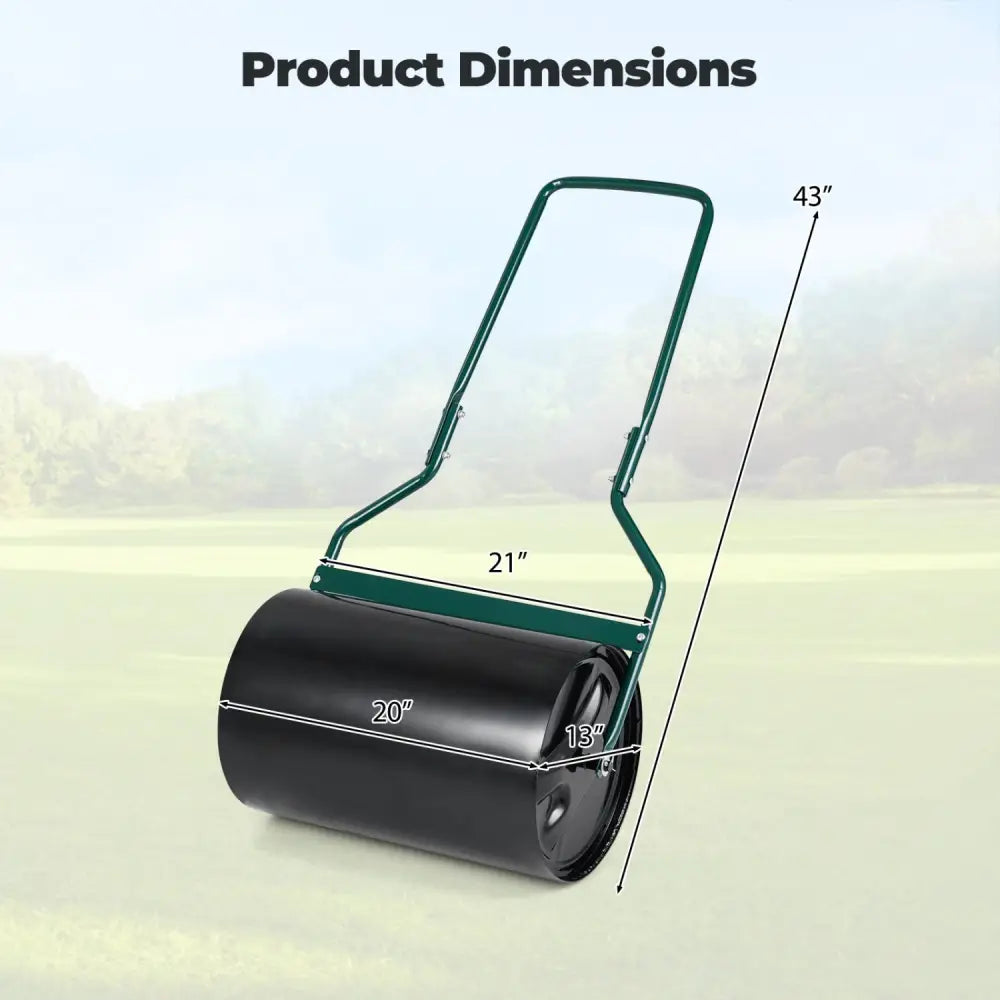 Lawn Roller 12 Gallon Water/Sand Filled Garden Drum Roller with U-shape Handle - Lawn Care Tools