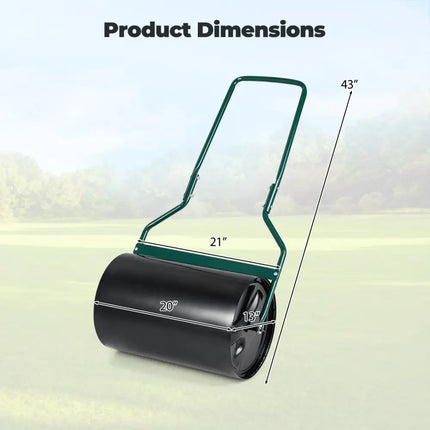 Lawn Roller 12 Gallon Water/Sand Filled Garden Drum Roller with U-shape Handle - Lawn Care Tools