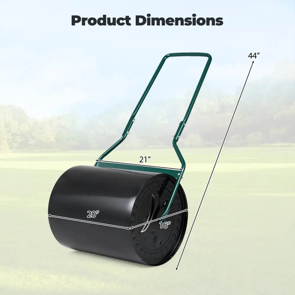 Lawn Roller 16 Gallon Water/Sand Filled Garden Drum Roller with Leak-proof Inlet - Lawn Care Tools