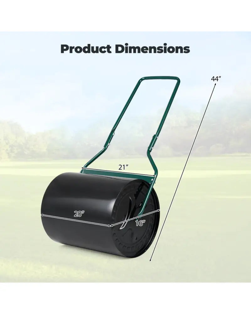 Lawn Roller 16 Gallon Water/Sand Filled Garden Drum Roller with Leak-proof Inlet - Lawn Care Tools