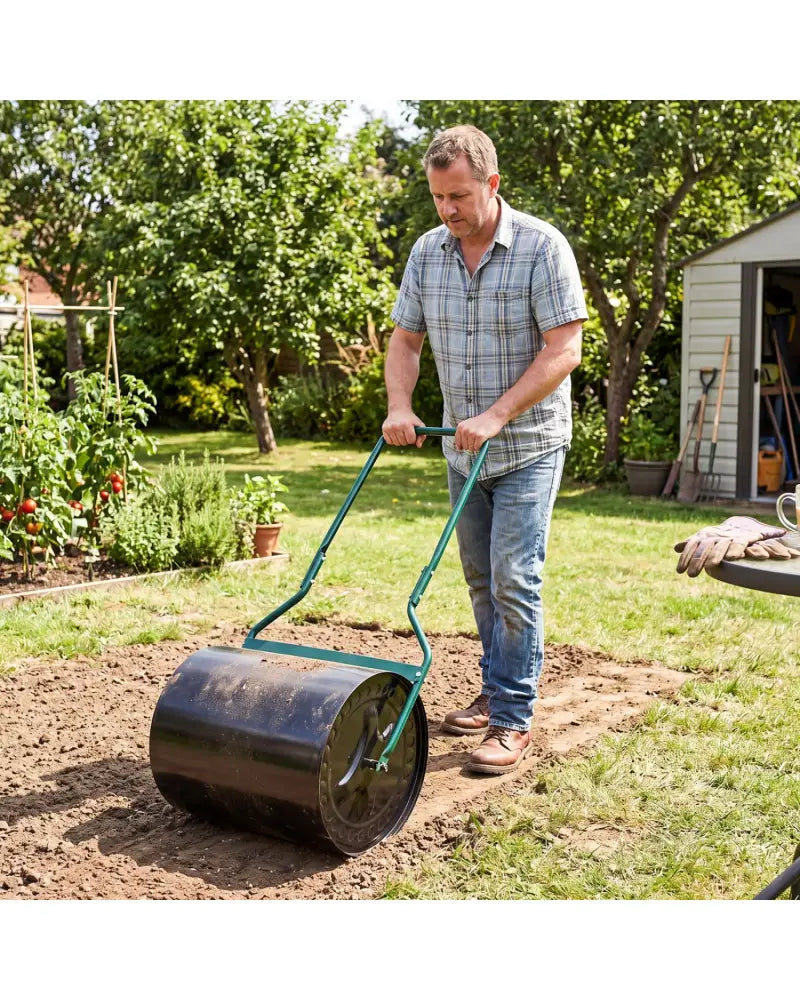 Lawn Roller 16 Gallon Water/Sand Filled Garden Drum Roller with Leak-proof Inlet - Lawn Care Tools
