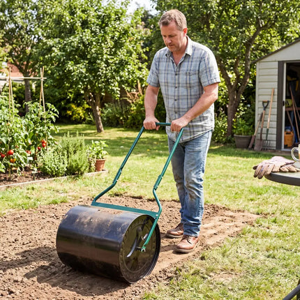 Lawn Roller 16 Gallon Water/Sand Filled Garden Drum Roller with Leak-proof Inlet - Lawn Care Tools