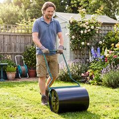 Lawn Roller 16 Gallon Water/Sand Filled Garden Drum Roller with Leak-proof Inlet - Lawn Care Tools