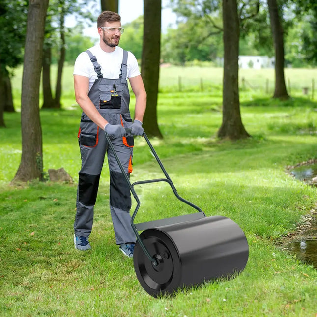 Lawn Roller with U-Shaped Handle for Garden Backyard - Black - Lawn Care Tools