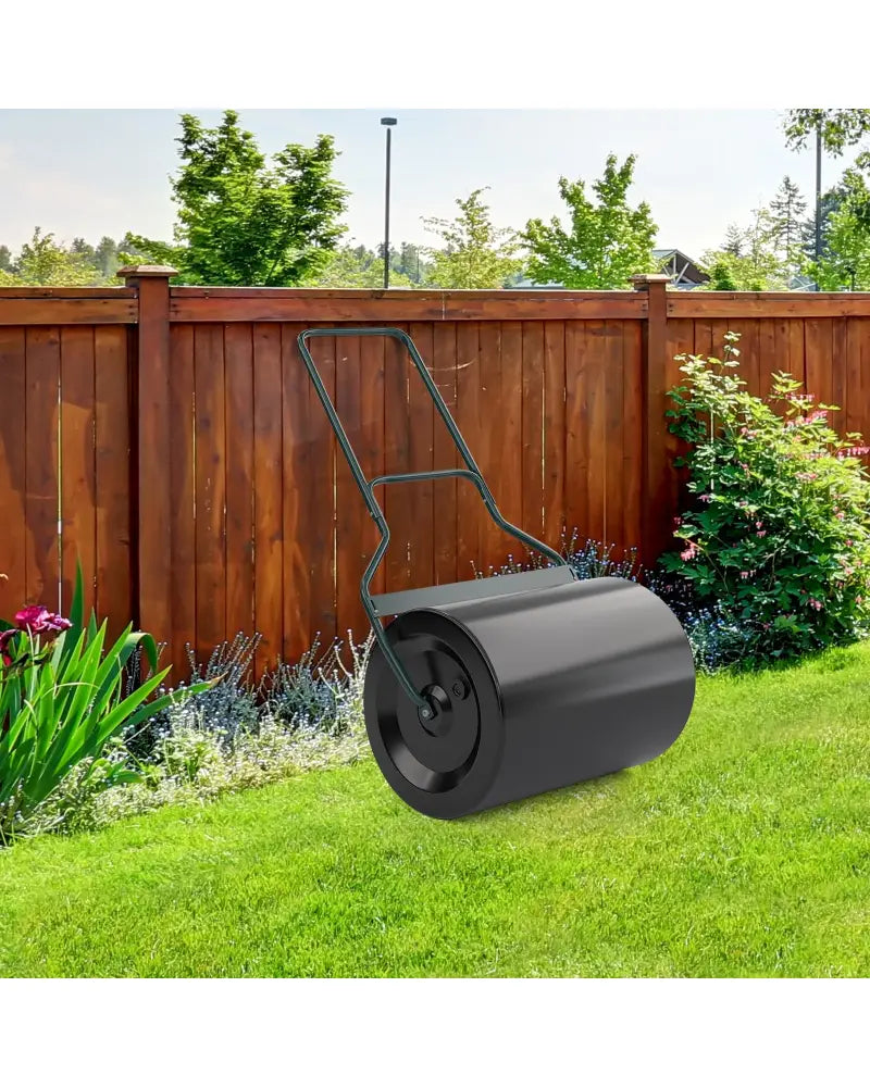 Lawn Roller with U-Shaped Handle for Garden Backyard - Black - Lawn Care Tools