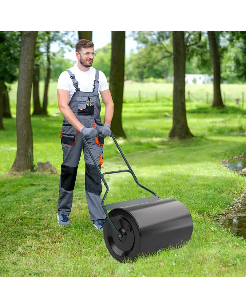 Lawn Roller with U-Shaped Handle for Garden Backyard - Black - Lawn Care Tools