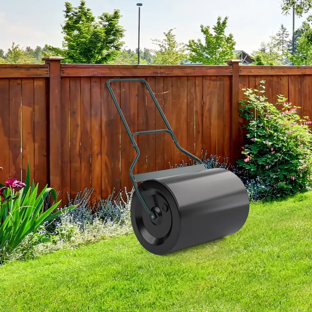 Lawn Roller with U-Shaped Handle for Garden Backyard - Black - Lawn Care Tools