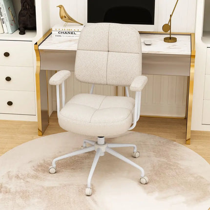 Leathaire Upholstered Task Home Office Chair with Cushioned Back-Beige - Beige - Leisure Chairs
