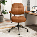 Leathaire Upholstered Task Home Office Chair with Cushioned Back-Brown - Brown - Leisure Chairs