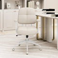 Leathaire Upholstered Task Home Office Chair with Cushioned Back-Beige - Beige - Leisure Chairs