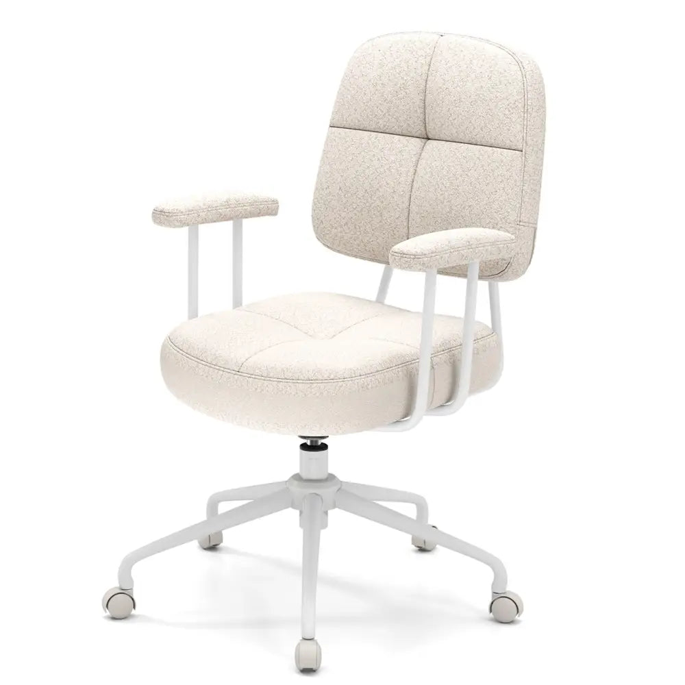 Leathaire Upholstered Task Home Office Chair with Cushioned Back-Beige - Beige - Leisure Chairs