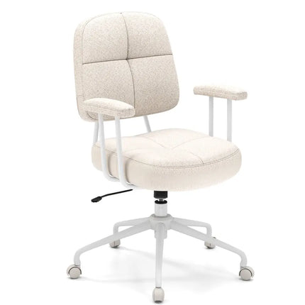 Leathaire Upholstered Task Home Office Chair with Cushioned Back-Beige - Beige - Leisure Chairs