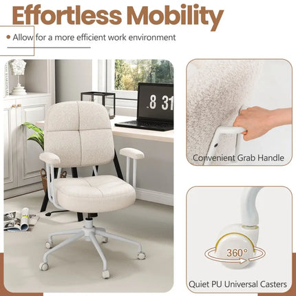 Leathaire Upholstered Task Home Office Chair with Cushioned Back-Beige - Beige - Leisure Chairs