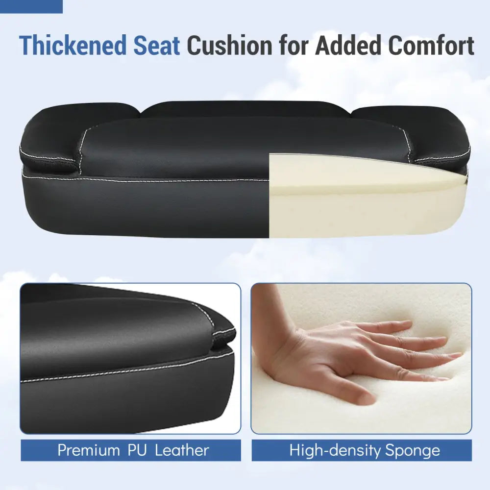 Leather Office Chair Ergonomic Computer Desk Chair with Flip-up Armrests Rocking Function-Black - Black - Ergonomic