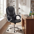 Leather Office Chair Ergonomic Mesh Executive Chair with Padded Armrests and Rocking Backrest-Black - Black - Ergonomic