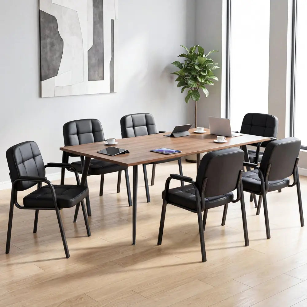 Leather Office Reception Chairs Waiting Room Guest Chairs Set of 4 - Black - Conference Chairs
