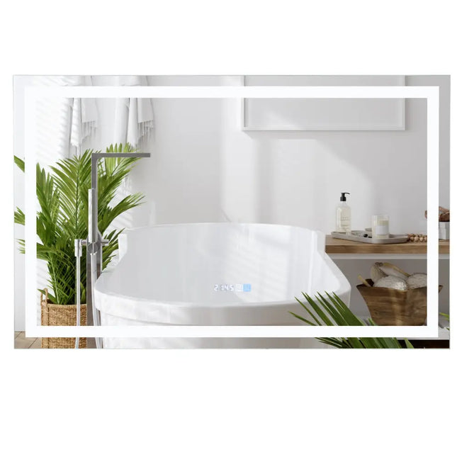 LED Bathroom Mirror Wall Mounted Rectangle Mirror with 3-Color Dimmable Lights-XL - Silver - Wall Mirrors