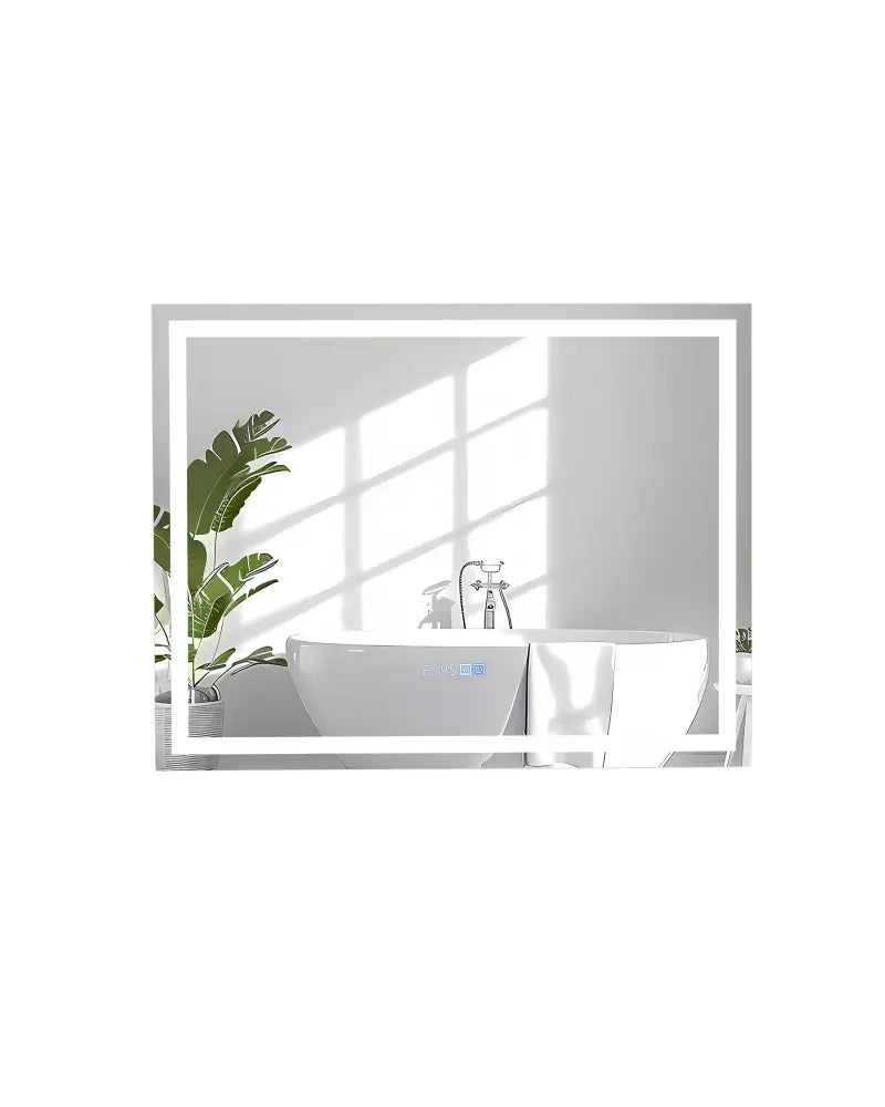 LED Bathroom Mirror Wall Mounted Rectangle Mirror with 3-Color Dimmable Lights-M - White - Wall Mirrors