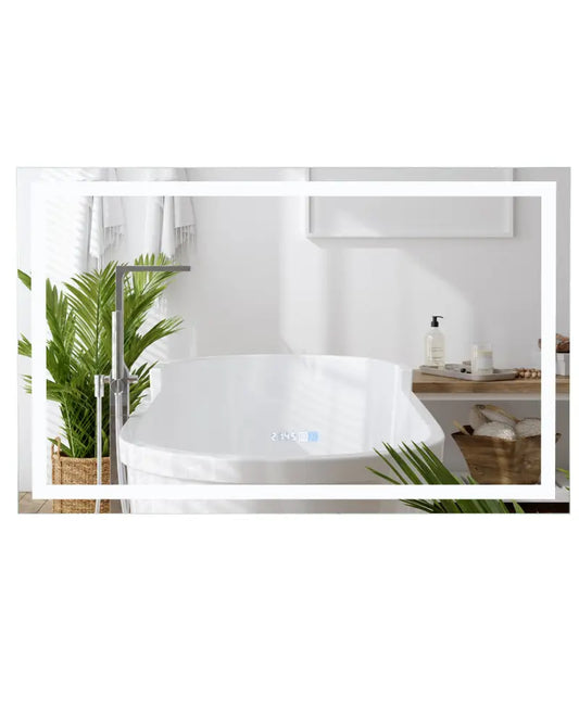 LED Bathroom Mirror Wall Mounted Rectangle Mirror with 3-Color Dimmable Lights-XL - Silver - Wall Mirrors