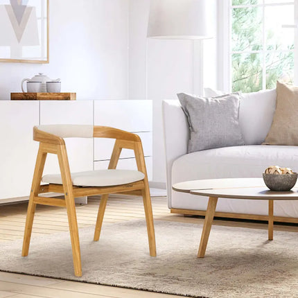 Leisure Bamboo Dining Chair with Curved Back and Anti-slip Foot Pads-Natural - Natural - Kitchen & Dining