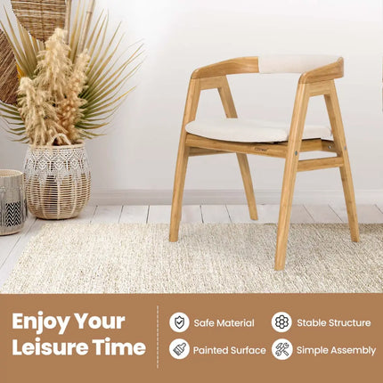 Leisure Bamboo Dining Chair with Curved Back and Anti-slip Foot Pads-Natural - Natural - Kitchen & Dining