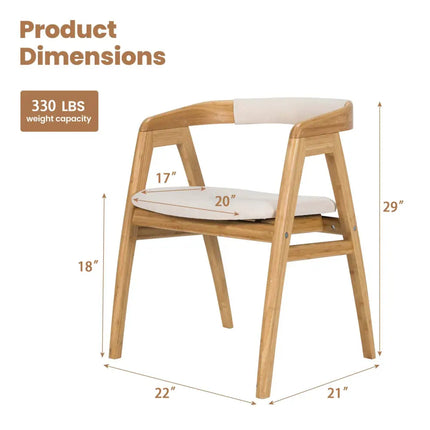 Leisure Bamboo Dining Chair with Curved Back and Anti-slip Foot Pads-Natural - Natural - Kitchen & Dining