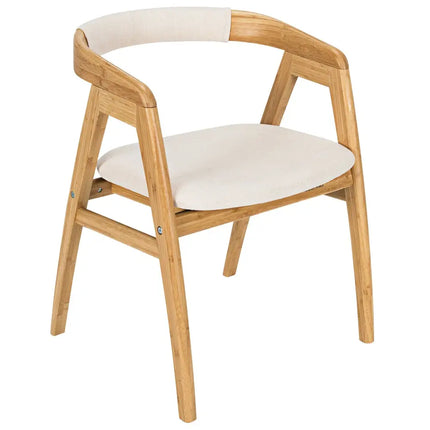 Leisure Bamboo Dining Chair with Curved Back and Anti-slip Foot Pads-Natural - Natural - Kitchen & Dining