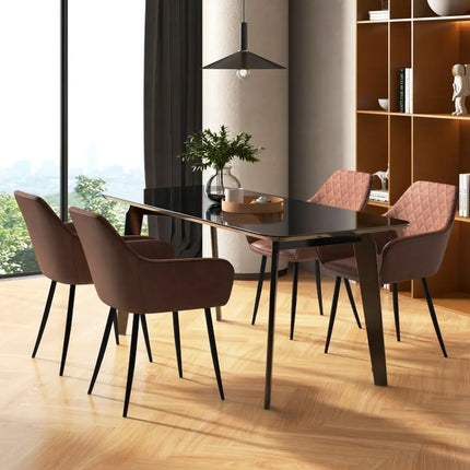 Leisure Dining Chair Set of 2 with Curved Backrest and Wide Seat-Coffee - Coffee - Dining Chairs