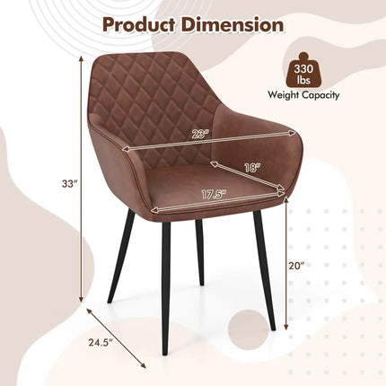 Leisure Dining Chair Set of 2 with Curved Backrest and Wide Seat-Coffee - Coffee - Dining Chairs