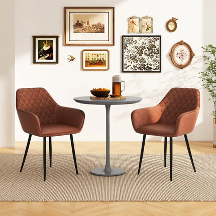 Leisure Dining Chair Set of 2 with Curved Backrest and Wide Seat-Coffee - Coffee - Dining Chairs