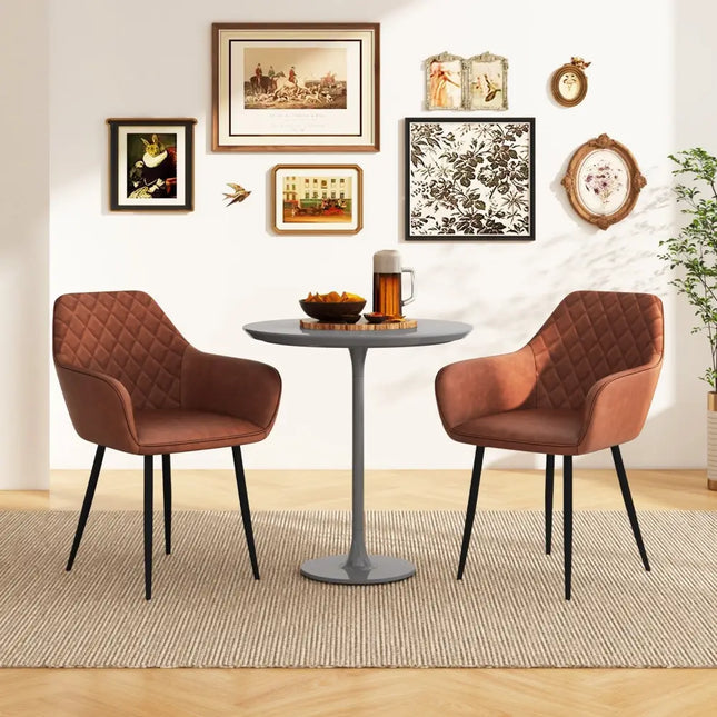 Leisure Dining Chair Set of 2 with Curved Backrest and Wide Seat-Coffee - Coffee - Dining Chairs