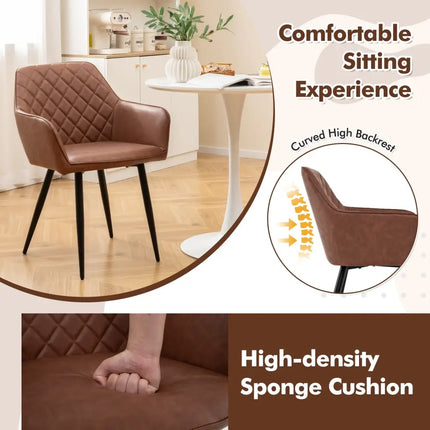 Leisure Dining Chair Set of 2 with Curved Backrest and Wide Seat-Coffee - Coffee - Dining Chairs