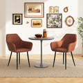 Leisure Dining Chair Set of 2 with Curved Backrest and Wide Seat-Coffee - Coffee - Dining Chairs