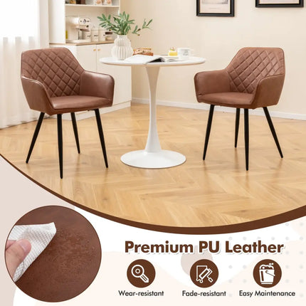 Leisure Dining Chair Set of 2 with Curved Backrest and Wide Seat-Coffee - Coffee - Dining Chairs