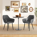 Leisure Dining Chair Set of 2 with Curved Backrest and Wide Seat-Gray - Gray - Dining Chairs