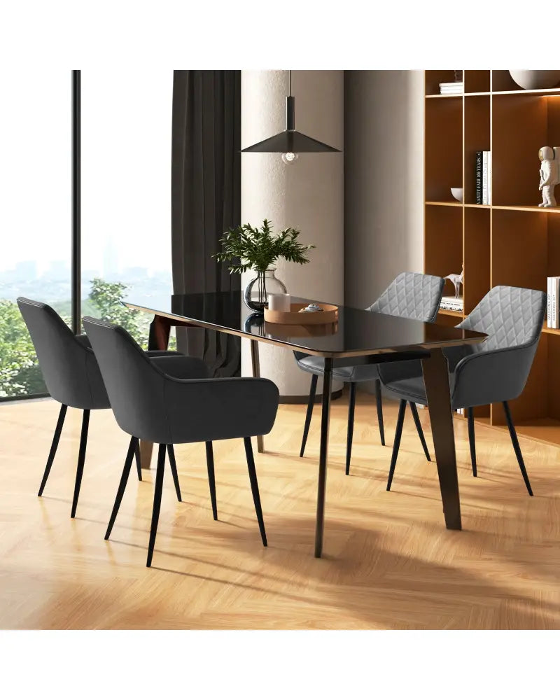 Leisure Dining Chair Set of 2 with Curved Backrest and Wide Seat-Gray - Gray - Dining Chairs
